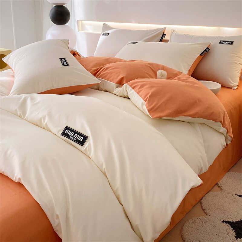 简约全棉四件套60支被套单件100纯棉被罩200x230被单双人床上用品