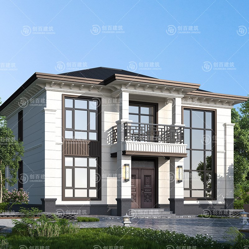 别墅设计图纸新农村自建房二三层新中式现代小洋房屋施工效果图