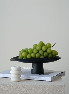 梦鹿工作室高脚树脂托盘小号白色多功能水果盘酒店民宿桌面装饰品