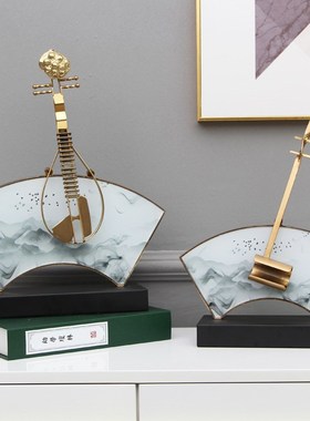 中国风琵琶二胡摆件新中式样板间客厅装饰品玄关酒柜桌面家居饰品