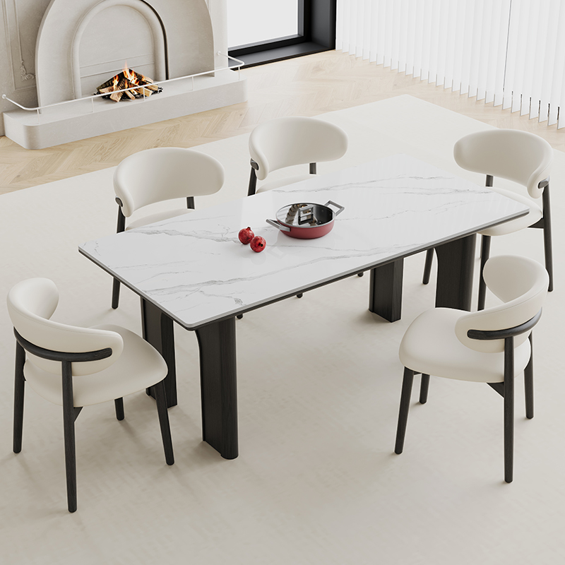 岩板餐桌2025新款轻奢现代简约小户型家用加厚实木全托长方形饭桌