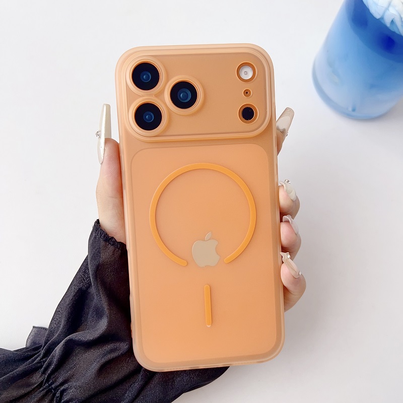 适用iphone17磁吸手机壳17Pro苹果17promax硅胶17Air新款磨砂防摔ip17超薄软壳17Pro镜头全包保护套男女橙色