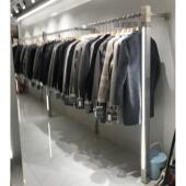 店展示架带灯发光陈列架定制 服装 简约不锈钢银色男装 店货架落地式