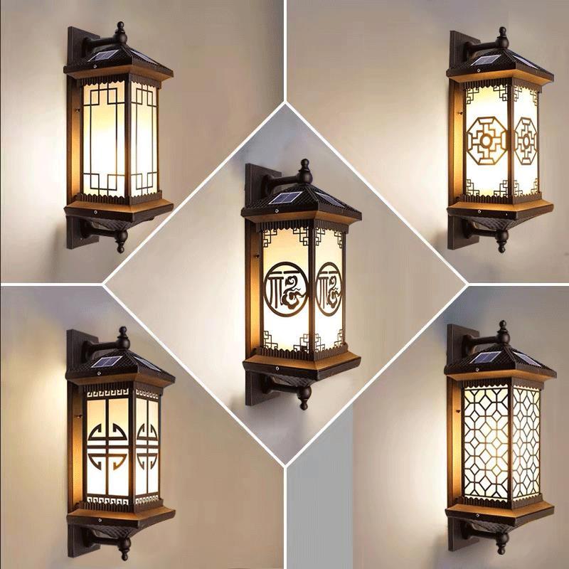 户外壁灯覆古太阳能门柱灯中式防水庭院灯室外花园别墅围墙大门灯