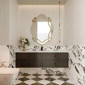 法式 风异形化妆室镜子智能浴室镜LED梳妆挂镜轻奢覆古玄关装 饰镜