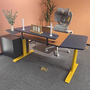 电动升降桌电脑桌皮面家用站立式 桌工作台办公智能升降桌 书桌台式