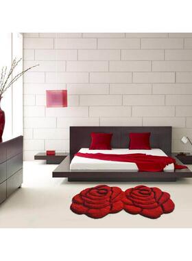 新款3D立体玫瑰花 电脑椅垫门口垫 韩国丝结婚房红色喜庆婚庆地毯