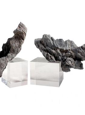 现代新中式水晶天然石假山摆件简约样板间玄关柜书房客厅展示品