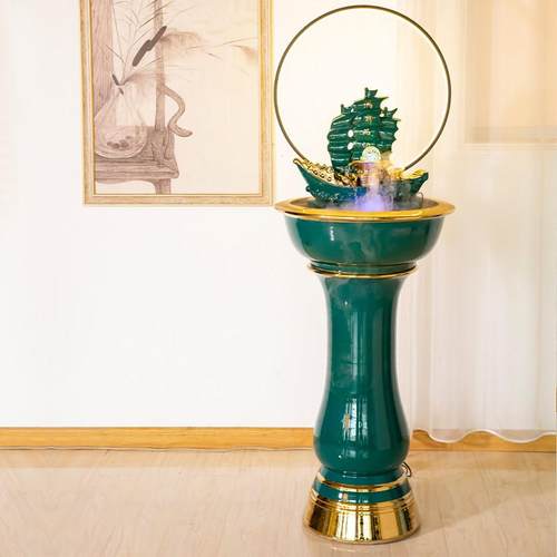 新中式流水摆件室内客厅电视柜旁循环水喷泉落地新居开业招财景观
