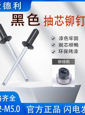 黑色圆头抽芯铆钉铝合金制黑色拉钉彩色铆钉黑色拉铆钉M3.2 M4 M5