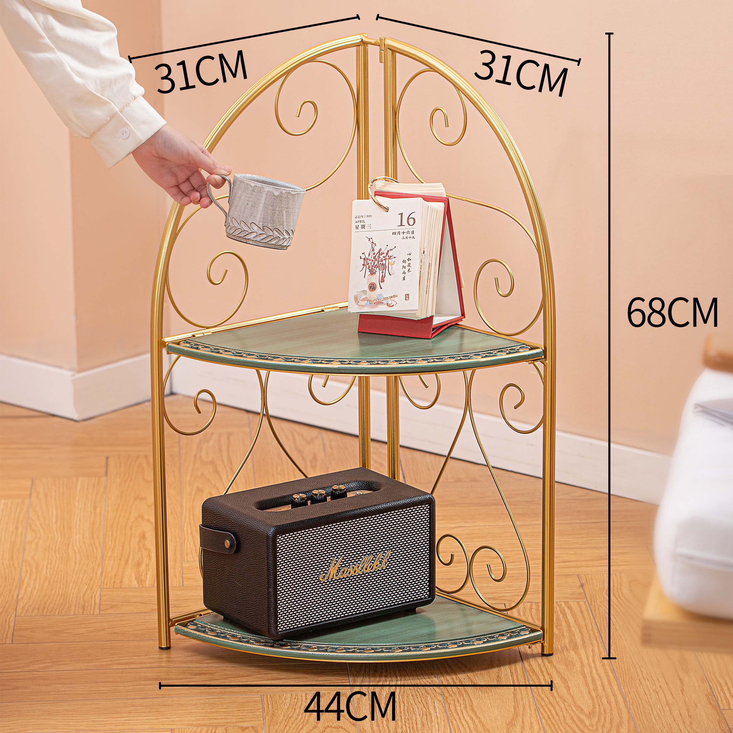 角落置物架沙发几边几法式复古铁艺置物架收纳架床头柜展示架边几