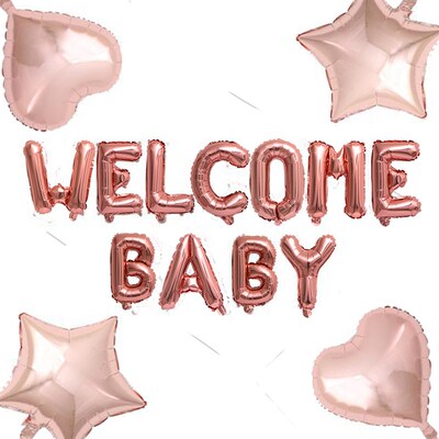 新品1set 16inch Welcome Baby Letter Balloons BRanner Bunting