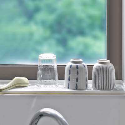 新品日式双层沥水托盘窄形塑料茶杯架洗漱台面沥水架W厨房水槽沥