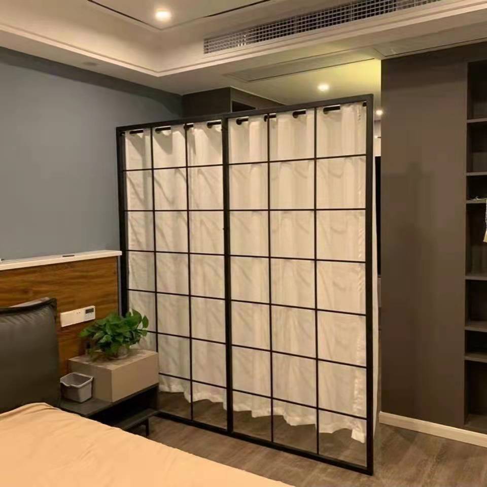 极速铁艺隔断屏风装饰客厅u办公室玄关隔断墙家用卧室房间挂窗帘