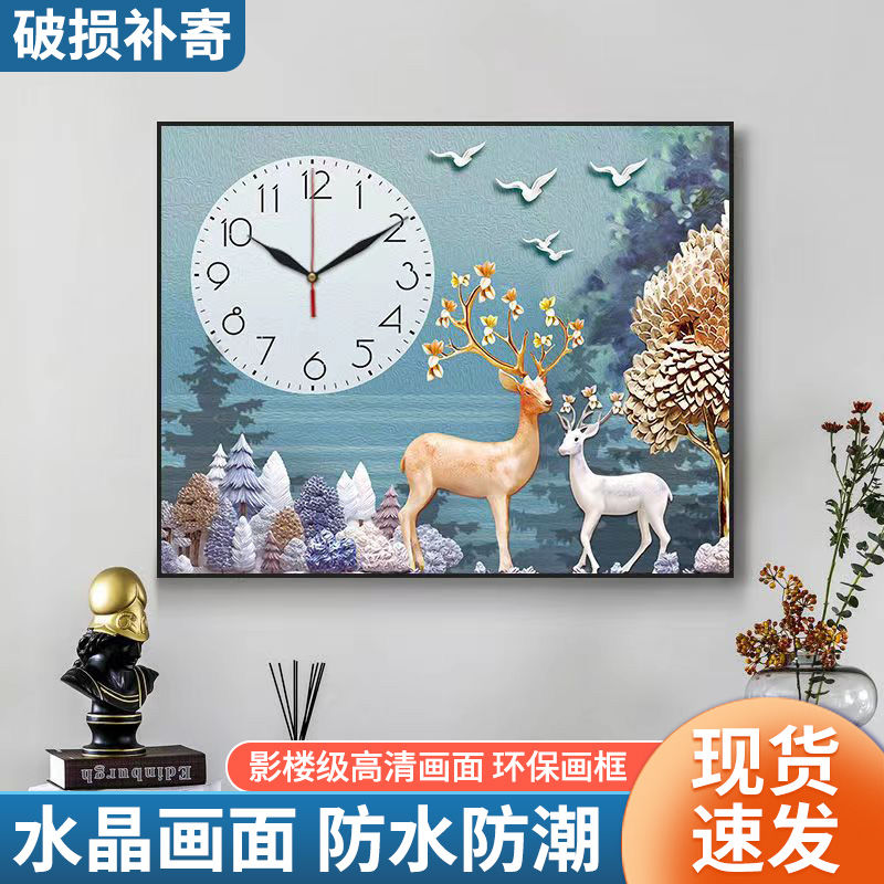 极速电表b箱装饰画带钟表现代简约免打孔挂画遮挡配电箱电闸箱客