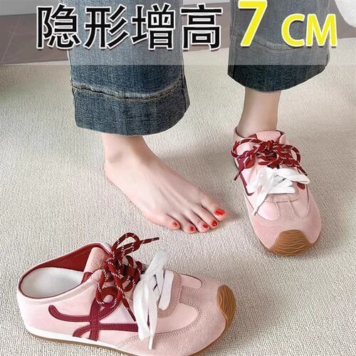 新品真皮版~7ckm小个子内增高包头半拖鞋女夏季厚底芒果头复古丑