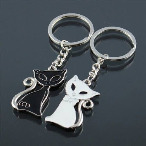 新品Hot Sale Cute Couple Cat Keychain For Lovers AllWoy Fash