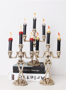 新品Halloweenh decoration props simulate flame candle lamp d