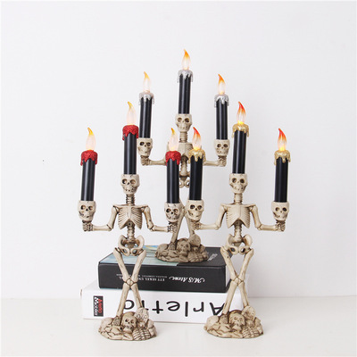 新品Halloweenh decoration props simulate flame candle lamp d