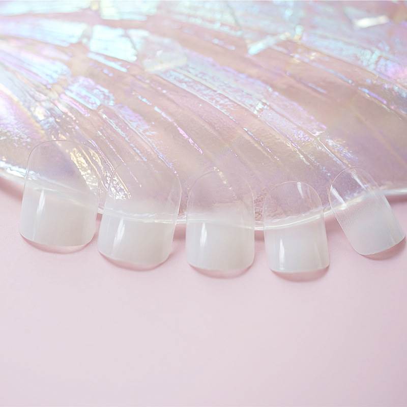 极速24Pcs Transparent Whiute French Tips Press On Nails Fals