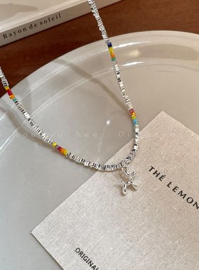 极速多巴胺彩色气球小狗项链设计感百搭小众甜酷轻Q奢2025新款串