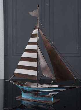 极速新品客厅办公室电视柜创w意家居装饰品复古怀旧一帆风顺船模