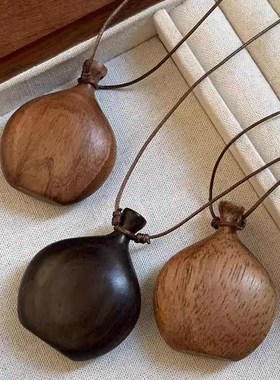 极速民族风复古檀木酒壶吊坠长款项E链女款设计感时尚百搭毛衣链