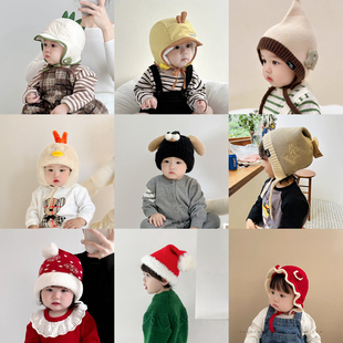 【清仓特价】冬季宝宝帽子毛线帽婴儿幼童护耳棉内衬雷锋帽新生儿