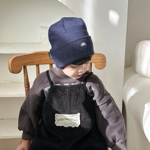 男童帽子冬季 简约百搭日系儿童针织毛线帽中大童保暖护耳冷帽女童