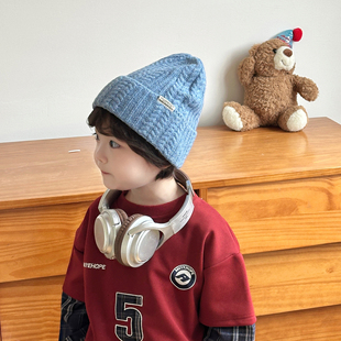 秋冬儿童帽子男童针织帽薄款简约百搭韩系宝宝毛线帽女孩套头帽