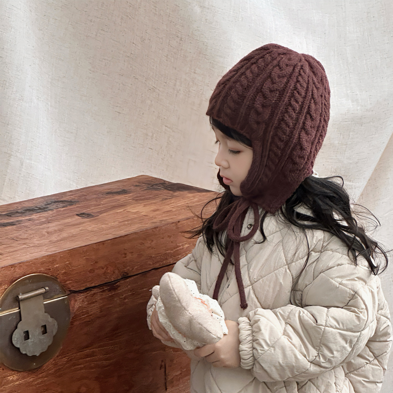 秋冬儿童帽子男童女宝宝毛线帽韩版保暖针织护耳帽麻花绑带套头帽