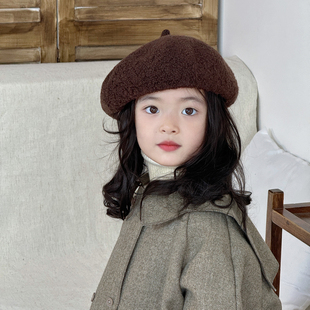 儿童帽子女孩贝雷帽洋气时髦男童女宝宝凹造型搭配羊毛画家帽秋冬
