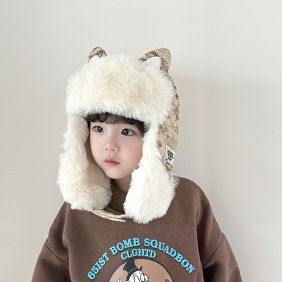 冬季儿童帽子男童雷锋帽夹棉加厚