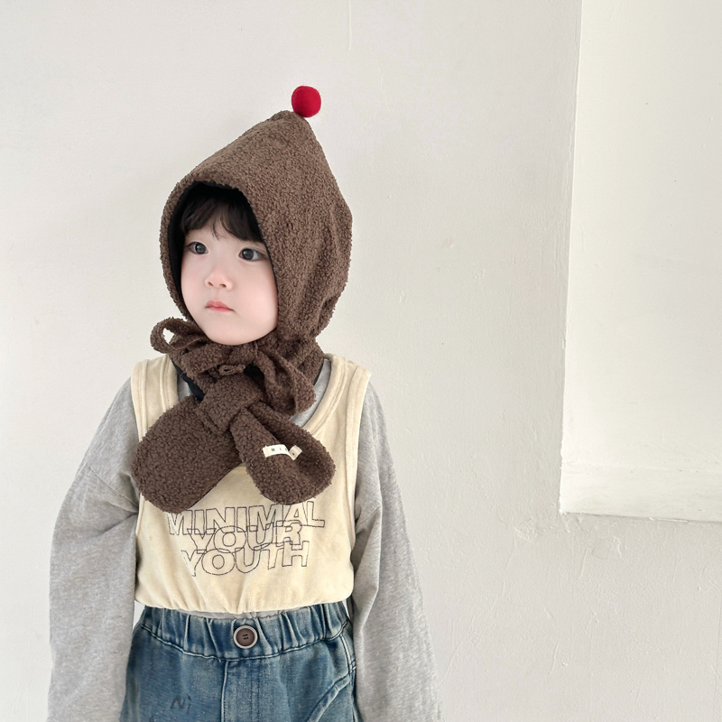 羊羔毛冬季儿童护耳帽加绒防风