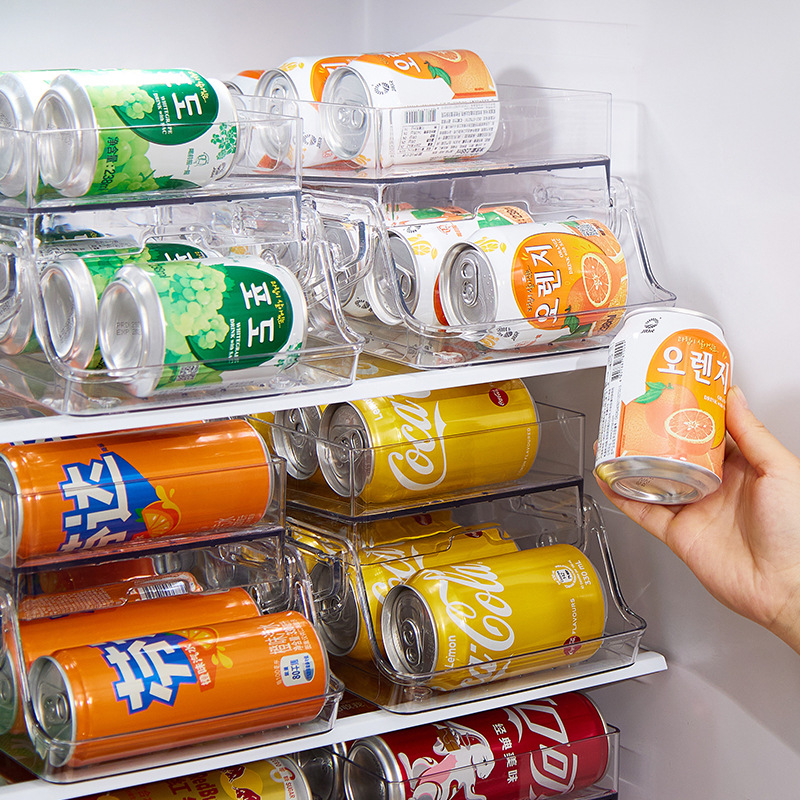 冰箱饮料收纳盒双层自动补位啤酒可乐易拉罐抽屉式储物架整理神器