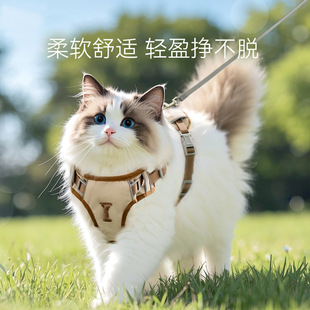 猫咪牵引绳三防轻量百搭胸背带防挣脱专用猫绳小型犬绳子溜猫