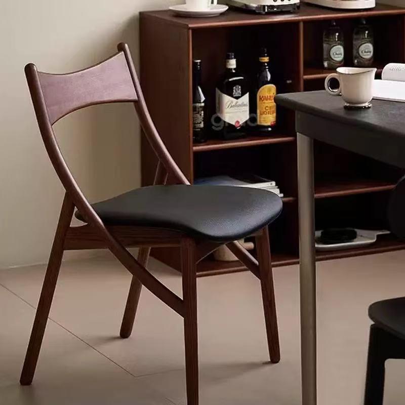 创意日式中古椅子家用实木餐椅靠背椅设计师休闲椅轻奢单椅书桌椅
