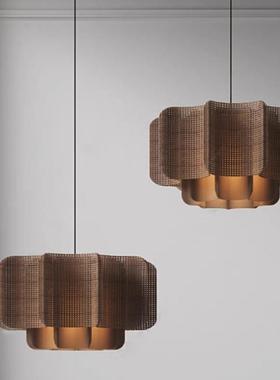 侘寂风日式禅意包厢吊灯藤编仿云石创意造型餐厅设计师氛围高级感