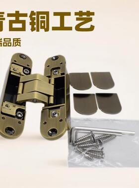 CE6O三维可调合页 铜门暗合页黑色 水镀青古铜铰链140*30十字铰链