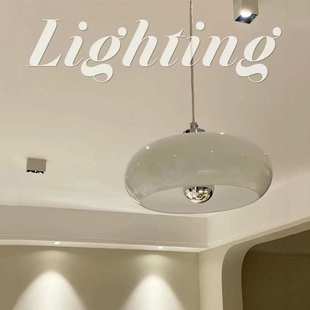 中古奶白色包豪斯玻璃双头蛋挞小吊灯北欧餐厅床头灯氛围玄关吧台