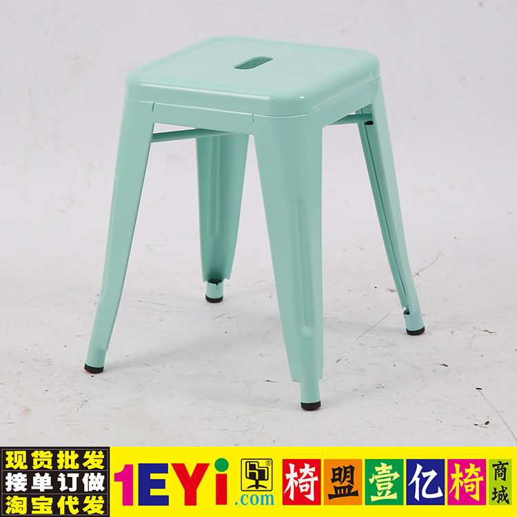 金刚淡蓝铁椅复古椅 工业椅咖啡椅子餐厅椅子铁皮凳包邮