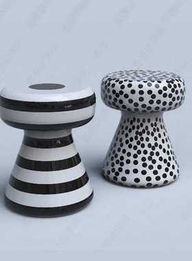 玻璃钢花园小凳子GERVASONI户外圆凳INOUT44条纹斑点创意欧美茶几