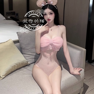 情侣情调趣味内衣 冰丝薄款 性感睡衣女高级感大码 蕾丝吊带睡裙夏季