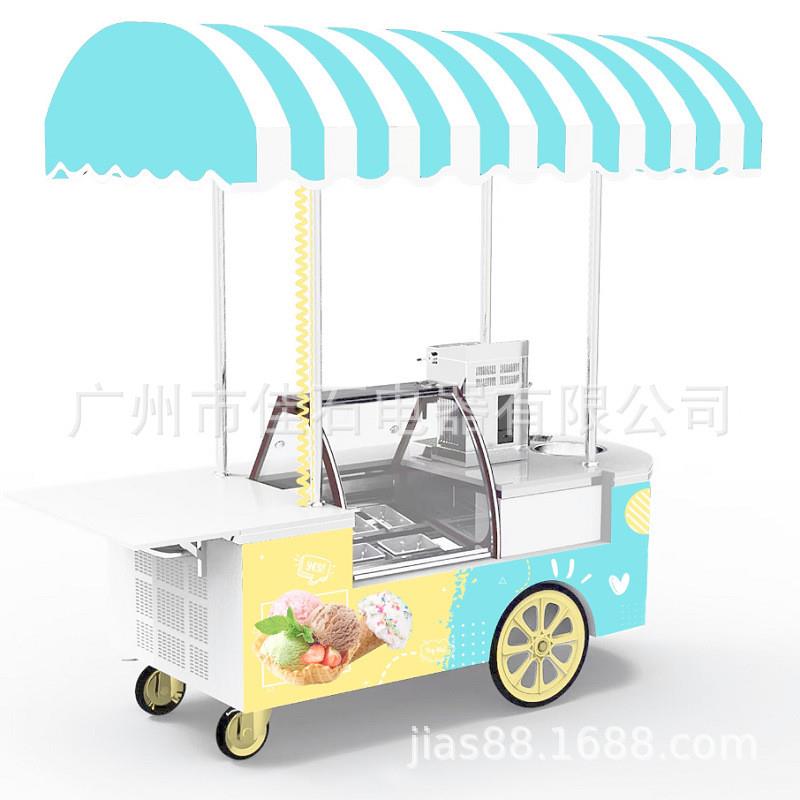 2025新款 12盘户外雪糕车 110V ice cream cart 冰淇淋摆摊车厂家