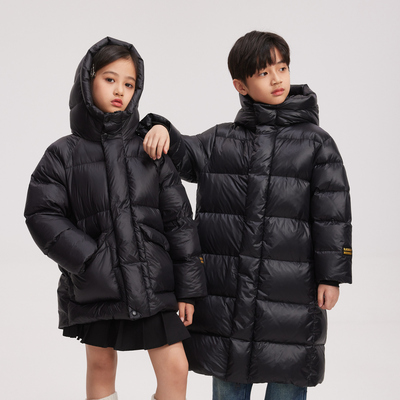 美特斯邦威童装25春新儿童连帽蓄热羽绒服男女同款高领保暖羽绒服