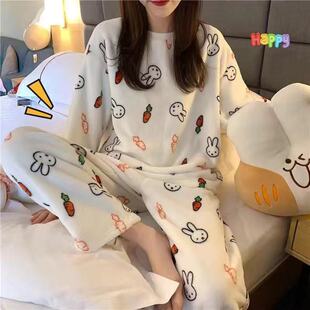 睡衣女加绒加厚保暖休闲家居服套装 可选 宽松可爱甜美冬季 多款