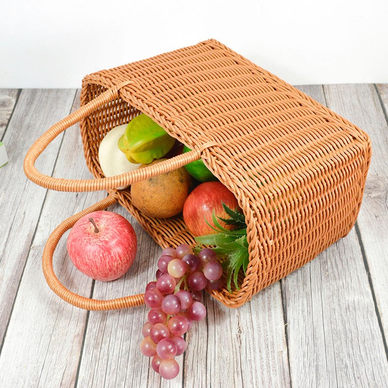 藤编手提篮子购物篮野餐篮水果蔬菜篮手工编织大容量篮子厂家