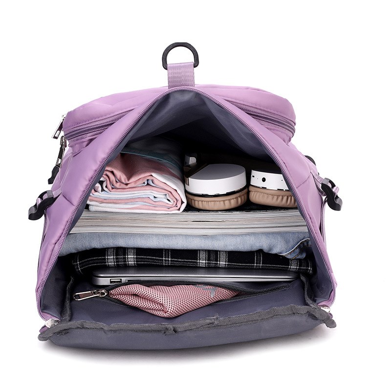 休闲运动健身包男女多用途干湿分离瑜伽游泳包纯色双肩短途旅行包