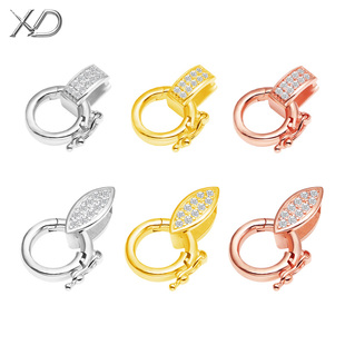 双保险圆扣925银吊坠扣毛衣项链扣子挂件DIY配件绳扣头挂钩挂环扣