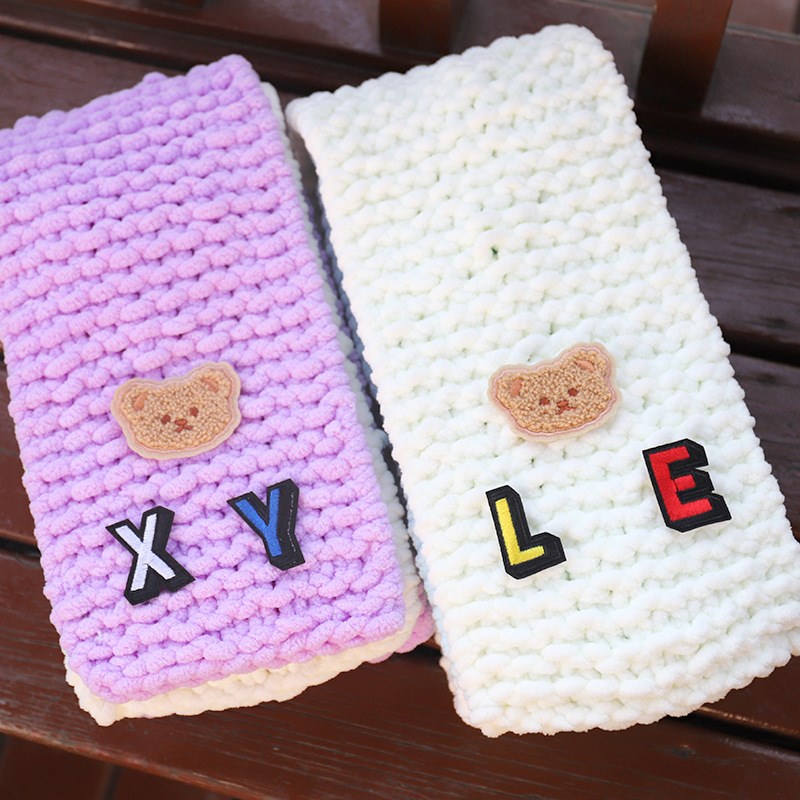 手工DIY编织字母围巾材料包粗毛线自织毛线情侣围巾送男女朋友